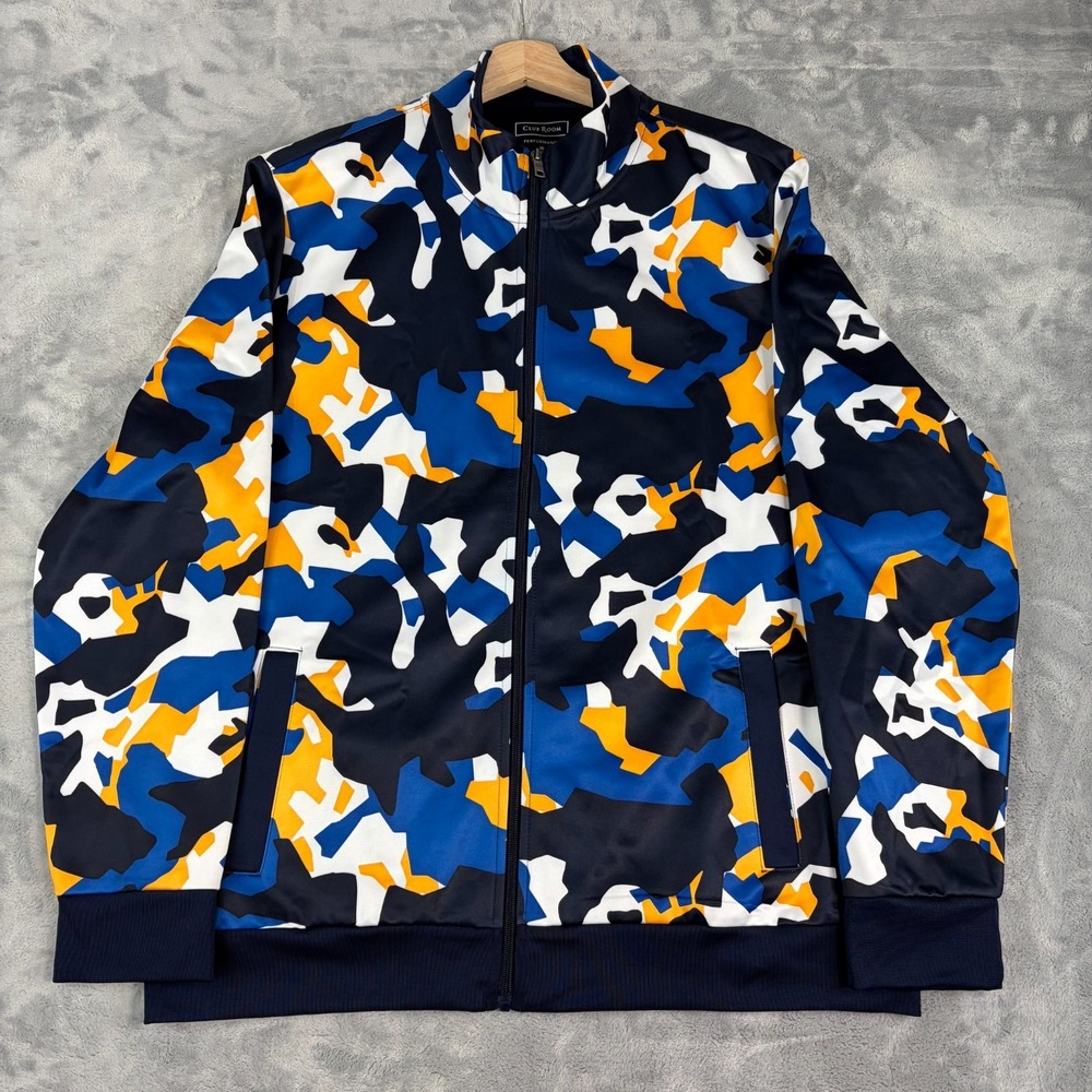 Club Room Performance Jacket Multi Color Abstract Print Mens XL Full Zip NWOT